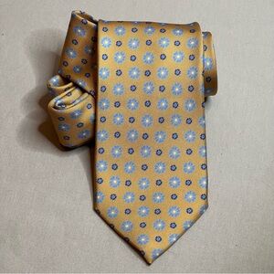 Miller Brothers Yellow with blue and white accent Made in Italy Silk tie Summer